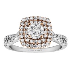 Round Cut Diamond Double Halo Infinity Semi Mount Engagement Ring