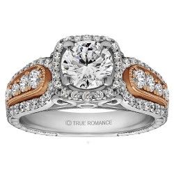 Round Cut Halo Diamond Vintage Semi Mount Engagement Ring