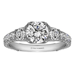 Round Cut Diamond Vintage Semi Mount Engagement Ring
