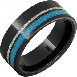 Black Diamond Ceramic™ Ring with Crushed Opal and Turquoise Inlay