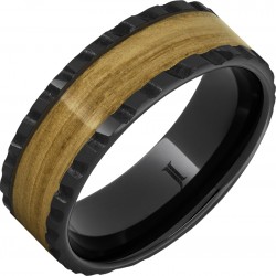 Barrel Aged™ Black Diamond Ceramic™ Ring with Chardonnay Wood Inlay