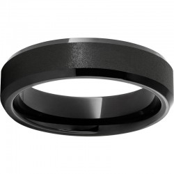 Black Diamond Ceramic™ Ring with Stone Finish Center and Beveled Edges