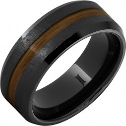 Barrel Aged™ Black Diamond Ceramic™ Ring with Rye Whiskey Wood Inlay