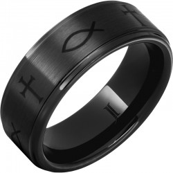 Ichthus - Black Diamond Ceramic™ Christian Symbol Ring