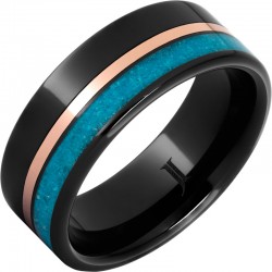 Black Diamond Ceramic™ Ring With 14K Rose Gold and Turquoise Inlays