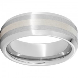 Serinium® Beveled Satin Ring with Sterling Silver Inlay