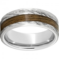 Barrel Aged™ Serinium® Ring with Bourbon Wood Inlay and Bark Finish