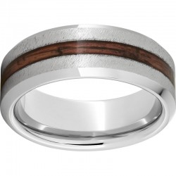 Barrel Aged™ Serinium® Ring with Cabernet Wood Inlay and Grain Finish