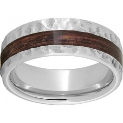 Barrel Aged™ Serinium® Ring with Bourbon Wood Inlay and Moon Crater Carving