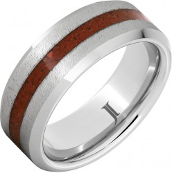 Western Heritage™ Serinium® Ring with Coral Inlay and Grain Finish