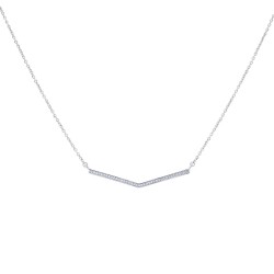 White Gold Diamond Necklace  0.12 CT