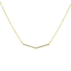 Yellow Gold Diamond Necklace  0.12 CT