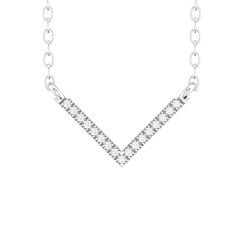 White Gold Diamond Necklace  0.05 CT