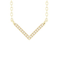 Yellow Gold Diamond Necklace  0.05 CT