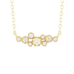 Yellow Gold Diamond Necklace  0.11 CT
