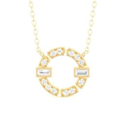 Yellow Gold Diamond Necklace  0.21 CT
