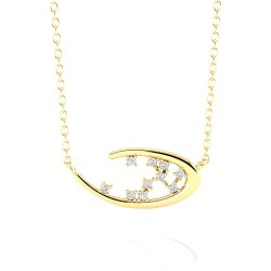 Yellow Gold Diamond Necklace  0.08 CT