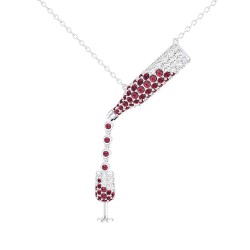White Gold Garnet And Diamond Necklace 1.15 CT