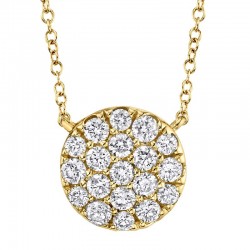 0.43ct 14k Yellow Gold Diamond Pave Circle Necklace