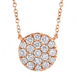 0.43ct 14k Rose Gold Diamond Pave Circle Necklace