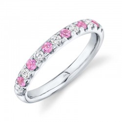 0.30ct Diamond and 0.30ct Pink Sapphire 14k White Gold Lady