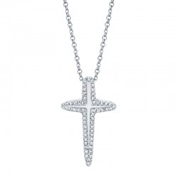 0.13ct 14k White Gold Diamond Cross Necklace