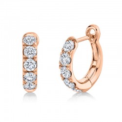 0.81ct 14k Rose Gold Diamond Huggie Earring