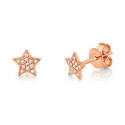0.07ct 14k Rose Gold Diamond Star Stud Earring