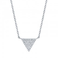 0.13ct 14k White Gold Diamond Pave Triangle Necklace