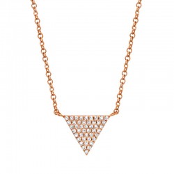 0.13ct 14k Rose Gold Diamond Pave Triangle Necklace