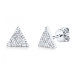 0.24ct 14k White Gold Diamond Pave Triangle Stud Earring