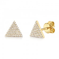 0.24ct 14k Yellow Gold Diamond Pave Triangle Stud Earring