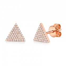 0.24ct 14k Rose Gold Diamond Pave Triangle Stud Earring