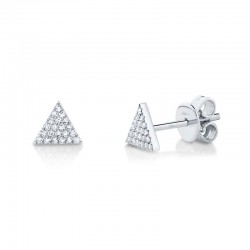 0.12ct 14k White Gold Diamond Pave Triangle Stud Earring