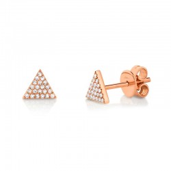 0.12ct 14k Rose Gold Diamond Pave Triangle Stud Earring