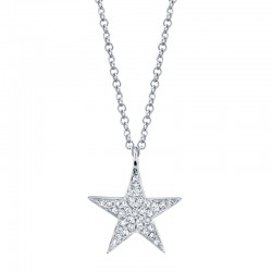 0.09ct 14k White Gold Diamond Star Necklace