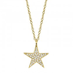 0.09ct 14k Yellow Gold Diamond Star Necklace