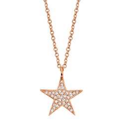 0.09ct 14k Rose Gold Diamond Star Necklace