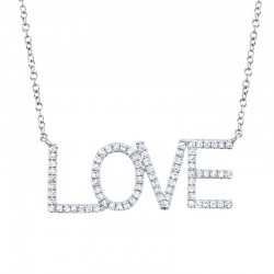 0.21ct 14k White Gold Diamond "Love" Necklace