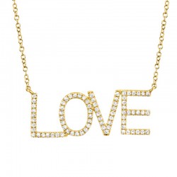 0.21ct 14k Yellow Gold Diamond "Love" Necklace