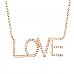 0.21ct 14k Rose Gold Diamond "Love" Necklace