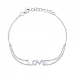 0.12ct 14k White Gold Diamond "Love" Bracelet