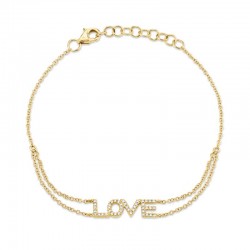 0.12ct 14k Yellow Gold Diamond "Love" Bracelet
