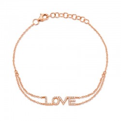 0.12ct 14k Rose Gold Diamond "Love" Bracelet
