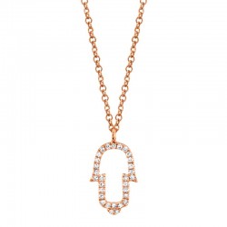 0.08ct 14k Rose Gold Diamond Hamsa Necklace