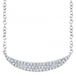 0.11ct 14k White Gold Diamond Pave Crescent Necklace