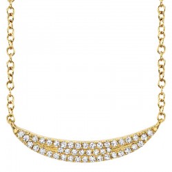 0.11ct 14k Yellow Gold Diamond Pave Crescent Necklace