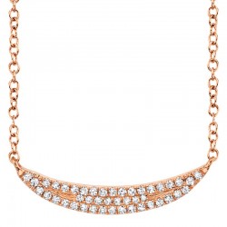 0.11ct 14k Rose Gold Diamond Pave Crescent Necklace