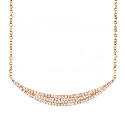 0.25ct 14k Rose Gold Diamond Pave Crescent Necklace
