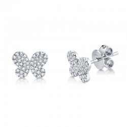 0.22ct 14k White Gold Diamond Pave ButteFashion Ringly Stud Earring